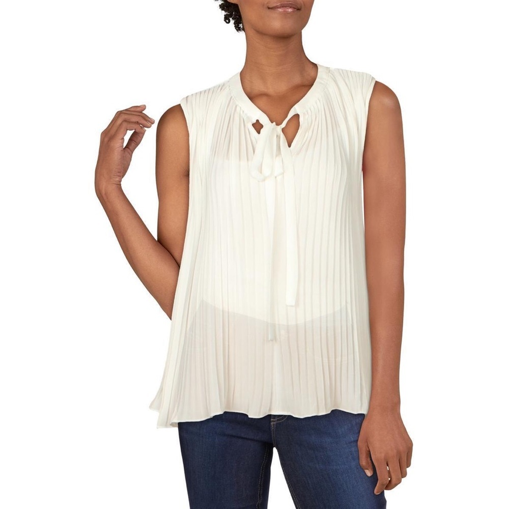 Black Endless Rose Sleveless Pleated Tie Top Size M